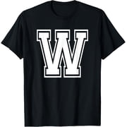 Letter W Name Initial Varsity Alphabet Monogram T-Shirt men and women can wear, black, white, gifts