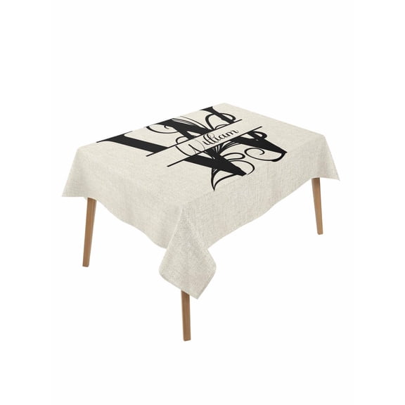 Letter W Rectangle Tablecloth, Monogram Words Waterproof & StainResistant Tablecloth, Washable Oil-proof Table Cover for Dining/Party/Wedding/Camping/Buffet 52x70 In