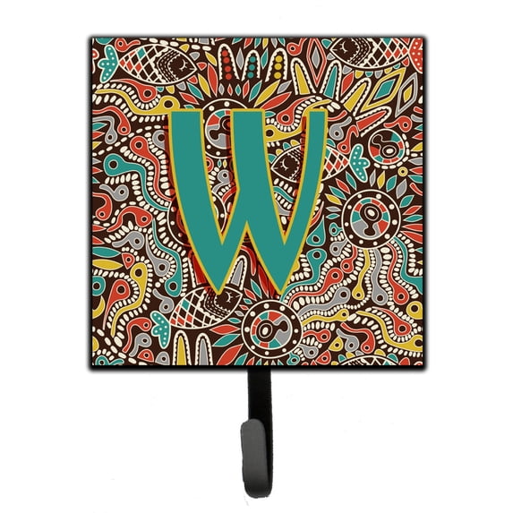 Letter W Retro Tribal Alphabet Initial Leash or Key Holder