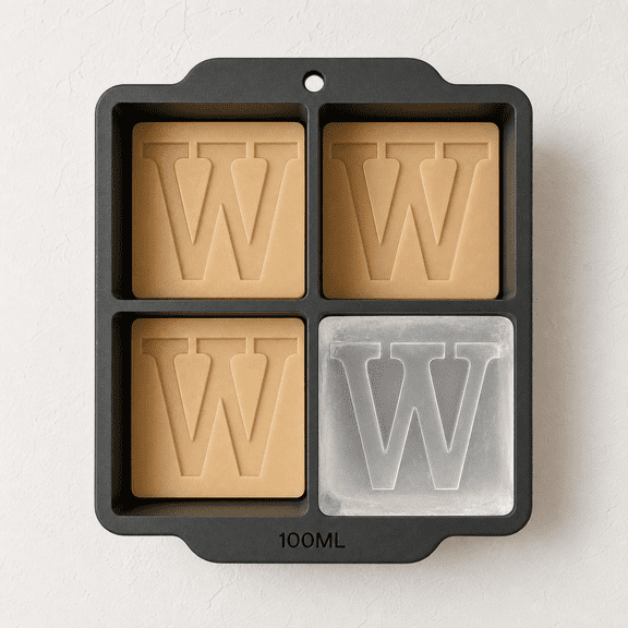 Letter W Silicone Ice Cube Tray, 2 Inch Initial Mold