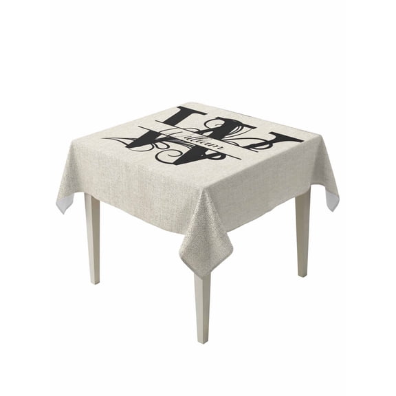 Letter W Table Cloth, Monogram Words Waterproof Tablecloth for Square Tables, Reusable Washable Fabric Table Cover for Restaurant Kitchen Dining Tables 60"x60"