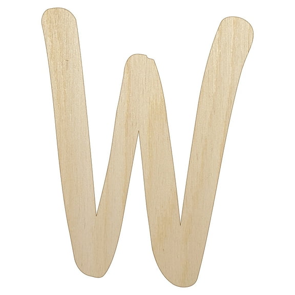 Letter W Uppercase Felt Marker Font Wood Shape Unfinished Piece Cutout Craft DIY Projects - 4.70 Inch Size - 1/8 Inch Thick