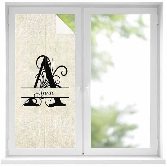 Letter A Window Privacy Film, Monogram Words Static Cling UV Sun Blocking Heat Control Window Tint Day and Night, Non-Adhesive Reusable One Way Windows Privacy Cover 17.7''x39.3''