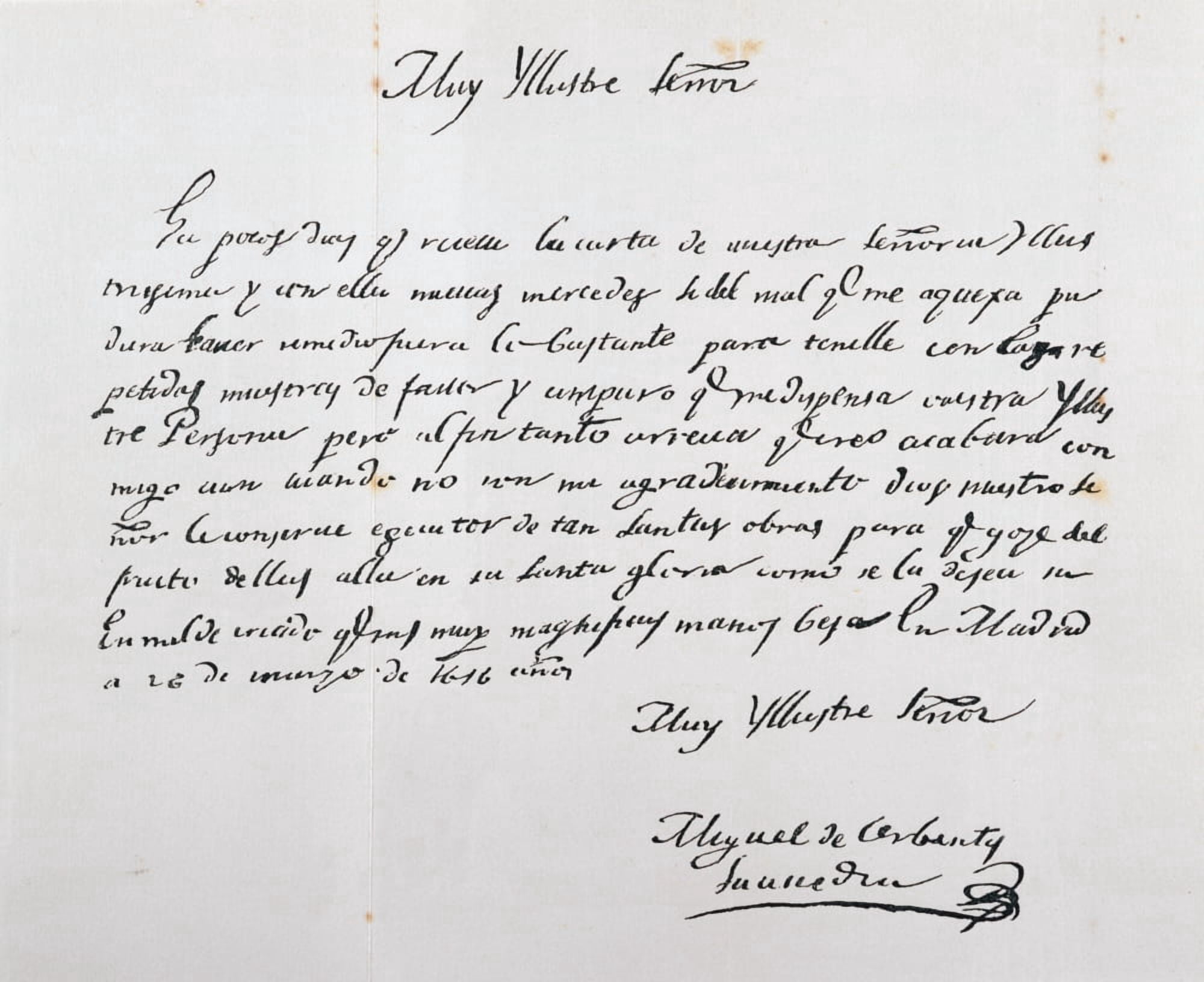 Letter Written To Archbishop Of Toledo March 26 1616 By Miguel Saavedra De Cervantes 1547 1616 Spanish Writer Canvas Art - Ken Welsh Design Pics (32 x 26)
