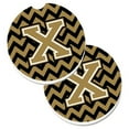 thumbnail image 1 of Letter X Chevron Black & Gold Set of 2 Cup Holder Car Coaster, 1 of 1