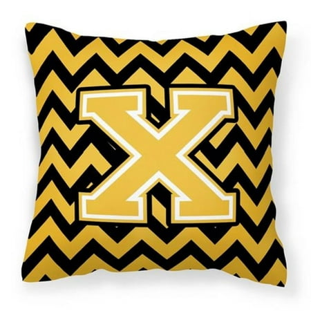 Letter X Chevron Black and Gold Fabric Decorative Pillow