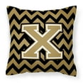 thumbnail image 1 of Letter X Chevron Black and Gold Fabric Decorative Pillow, 1 of 2