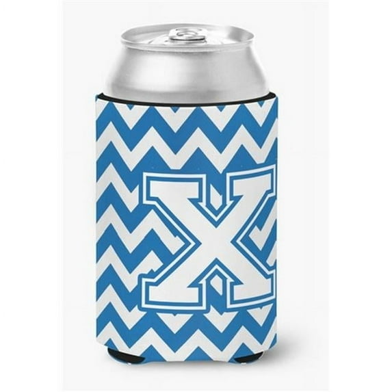 Letter X Chevron Blue & White Can or Bottle Hugger, 0.25 x 4 x 5.5 in.