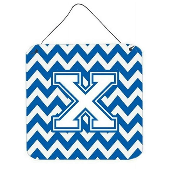 Letter X Chevron Blue & White Wall or Door Hanging Prints, 6 x 0.02 x 6 in.