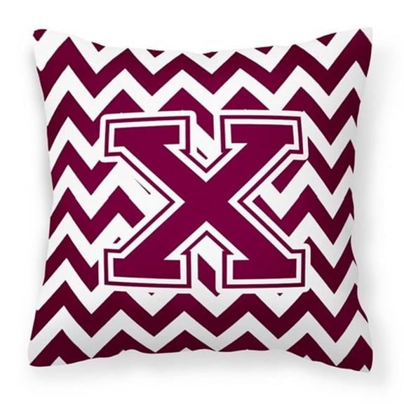 Letter X Chevron Maroon & White Fabric Decorative Pillow - Maroon & White - 14in. H x 3in. W x 14in. L