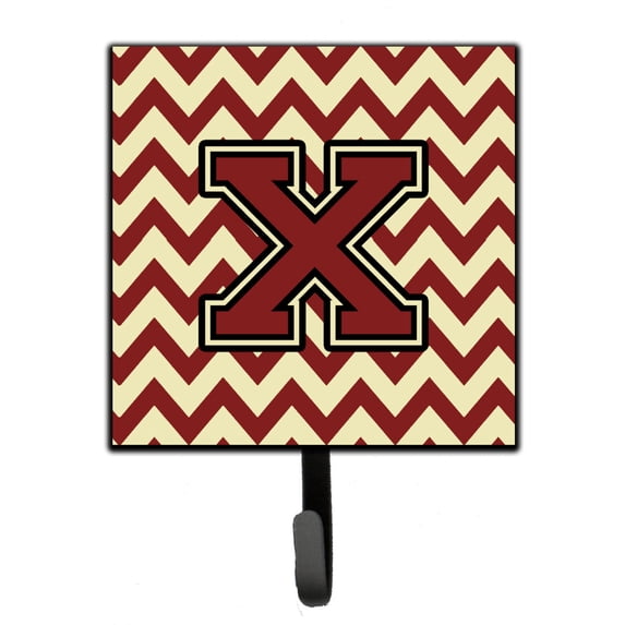 Letter X Chevron Maroon and Gold Leash or Key Holder