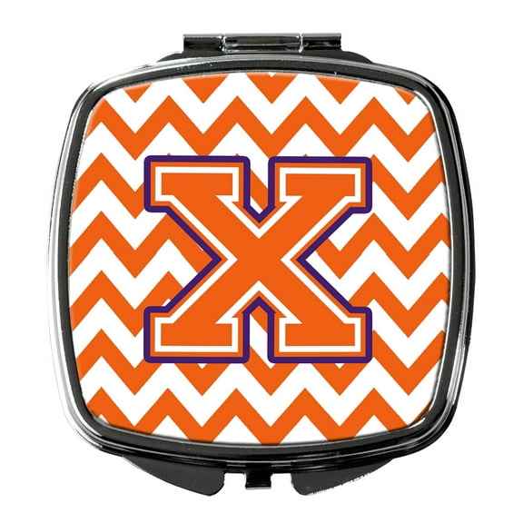 Letter X Chevron Orange and Regalia Compact Mirror