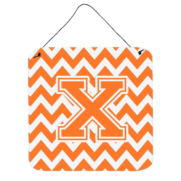 Letter X Chevron Orange and White Wall or Door Hanging Prints