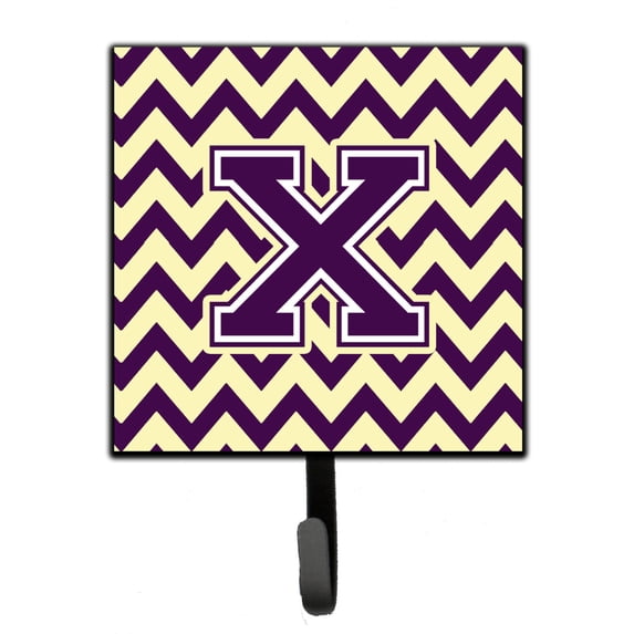 Letter X Chevron Purple and Gold Leash or Key Holder