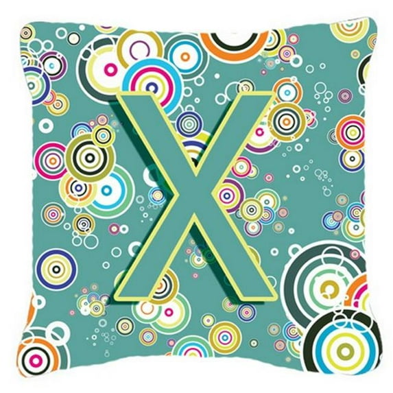 Letter X Circle Circle Teal Initial Alphabet Canvas Fabric Decorative Pillow