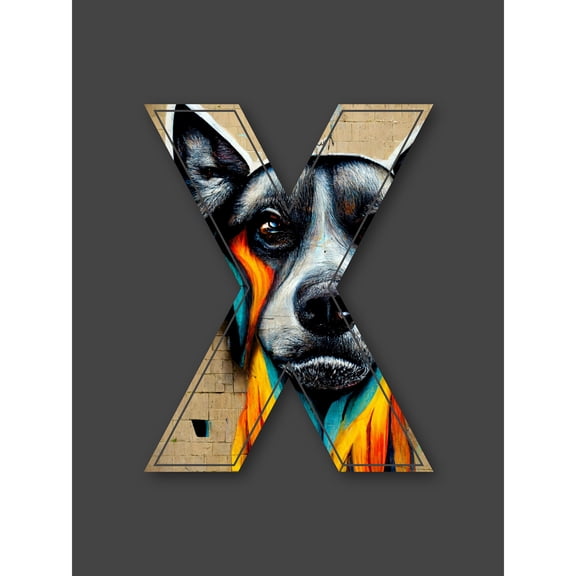 Letter X Dog Snout Decorative Graffiti Mural Alphabet Initial Stencil Extra Large XL Wall Art Poster Print