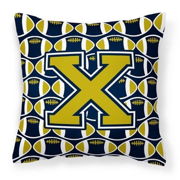 Letter X Football Blue & Gold Fabric Decorative Pillow - Blue & Gold - 14in. H x 3in. W x 14in. L