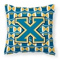thumbnail image 1 of Letter X Football Blue and Gold Fabric Decorative Pillow, 1 of 4