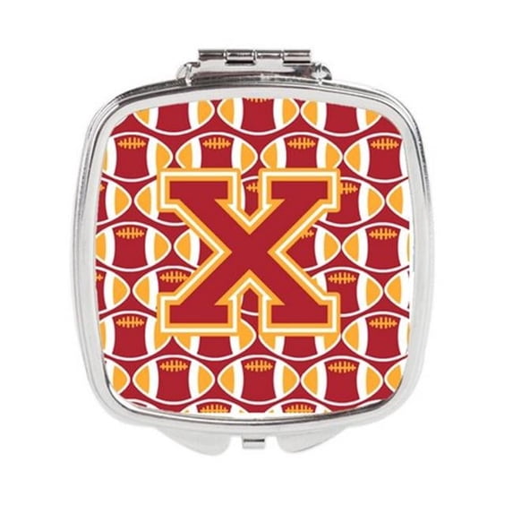 Letter X Football Cardinal & Gold Compact Mirror