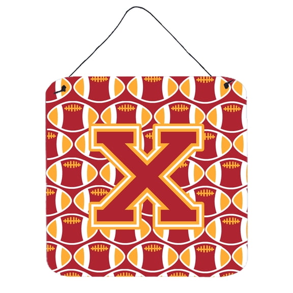 Letter X Football Cardinal and Gold Wall or Door Hanging Prints