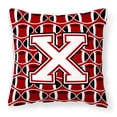 thumbnail image 1 of Letter X Football Cardinal and White Fabric Decorative Pillow, 1 of 4