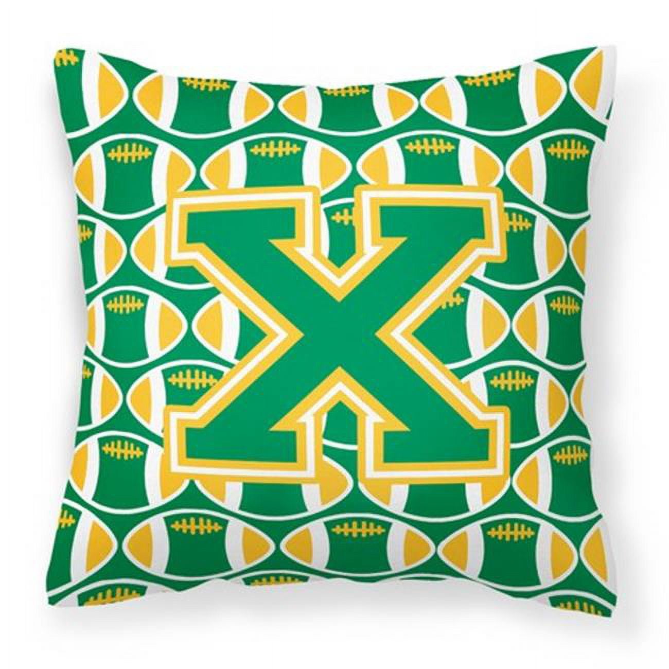Letter X Football Green and Gold Fabric Decorative Pillow