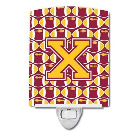 Letter X Football Maroon & Gold Ceramic Night Light