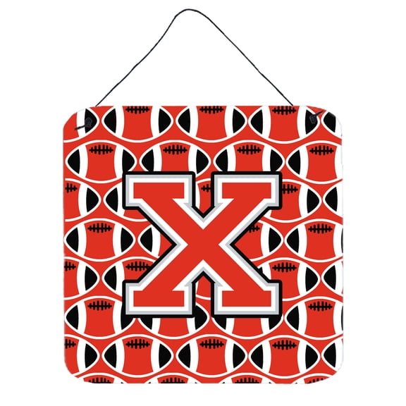 Letter X Football Scarlet and Grey Wall or Door Hanging Prints