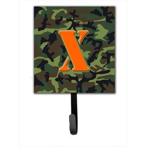 Letter X Initial Monogram - Camo Green Leash Holder Or Key Hook