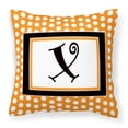 thumbnail image 1 of Letter X Initial Monogram - Orange Polkadots Fabric Decorative Pillow, 1 of 4