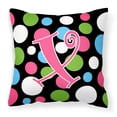 thumbnail image 1 of Letter X Initial Monogram - Polkadots and Pink Fabric Decorative Pillow, 1 of 4