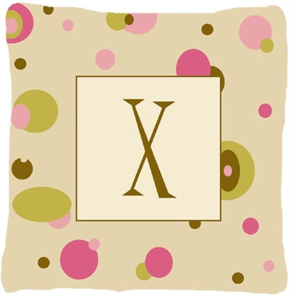 Letter X Initial Monogram - Tan Dots Decorative Indoor & Outdoor Fabric Pillow