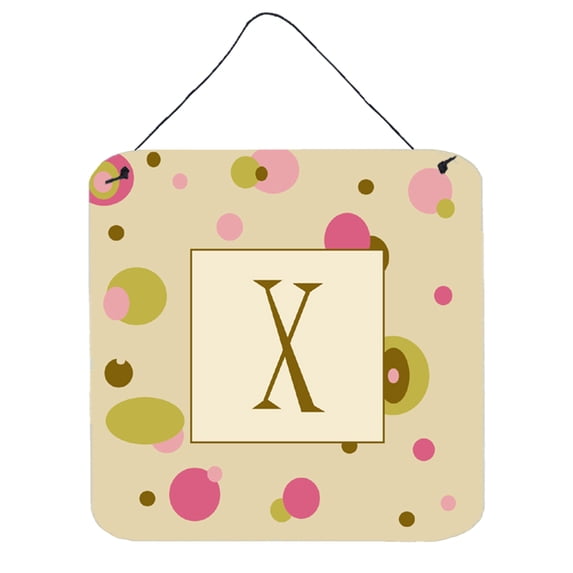 Letter X Initial Monogram - Tan Dots Wall or Door Hanging Prints
