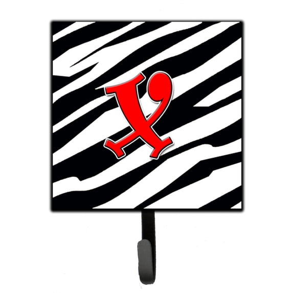 Letter X Initial Monogram - Zebra Red Leash or Key Holder