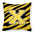 thumbnail image 1 of Letter X Initial Tiger Stripe - Black Gold  Fabric Decorative Pillow, 1 of 4