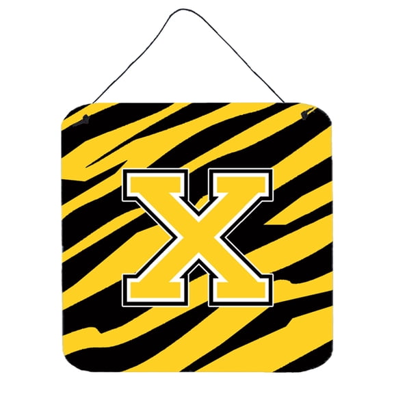 Letter X Initial Tiger Stripe - Black Gold  Wall or Door Hanging Prints
