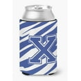 thumbnail image 1 of Letter X Initial  Tiger Stripe Blue and White Can or Bottle Hugger, 1 of 5