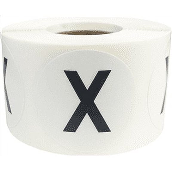 Letter X Inventory Labels 1.5 inch Round Circle Dots 500 Adhesive Stickers