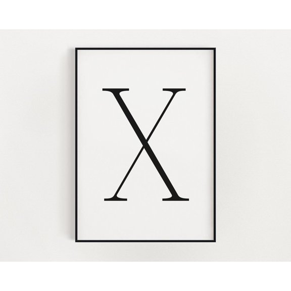 Letter X Monogram Typography Initial Modern Home Wall Art Poster Decor