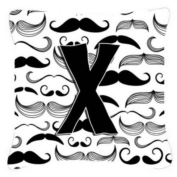 Letter X Moustache Initial Canvas Fabric Decorative Pillow