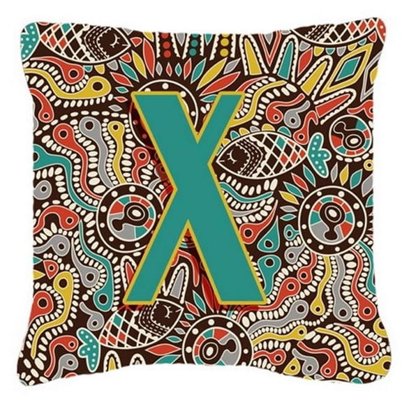 Letter X Retro Tribal Alphabet Initial Canvas Fabric Decorative Pillow
