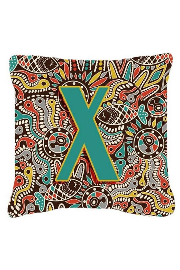 Letter X Retro Tribal Alphabet Initial Canvas Fabric Decorative Pillow