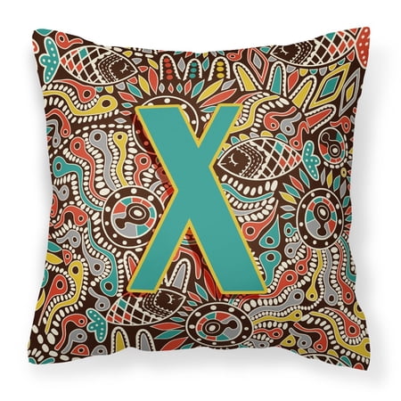 Letter X Retro Tribal Alphabet Initial Fabric Decorative Pillow
