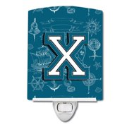 Letter X Sea Doodles Initial Alphabet Ceramic Night Light