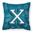 thumbnail image 1 of Letter X Sea Doodles Initial Alphabet Fabric Decorative Pillow, 1 of 4