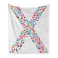 thumbnail image 1 of Letter X Soft Flannel Fleece Throw Blanket, Vibrant Colored Musical Signs and on Capital X Lively ABC Design, Cozy Plush for Indoor and Outdoor Use, 50" x 70", Multicolor, by Ambesonne, 1 of 6