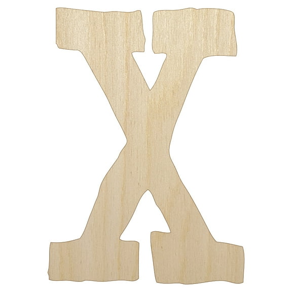 Letter X Uppercase Cute Typewriter Font Wood Shape Unfinished Piece Cutout Craft DIY Projects - 4.70 Inch Size - 1/8 Inch Thick