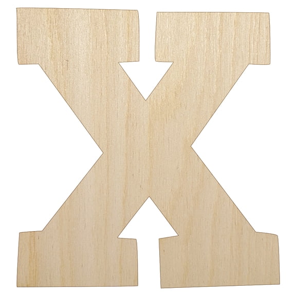 Letter X Uppercase Fun Bold Font Wood Shape Unfinished Piece Cutout Craft DIY Projects - 4.70 Inch Size - 1/4 Inch Thick