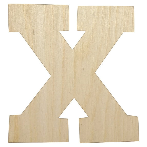 Letter X Uppercase Fun Bold Font Wood Shape Unfinished Piece Cutout Craft DIY Projects - 4.70 Inch Size - 1/4 Inch Thick