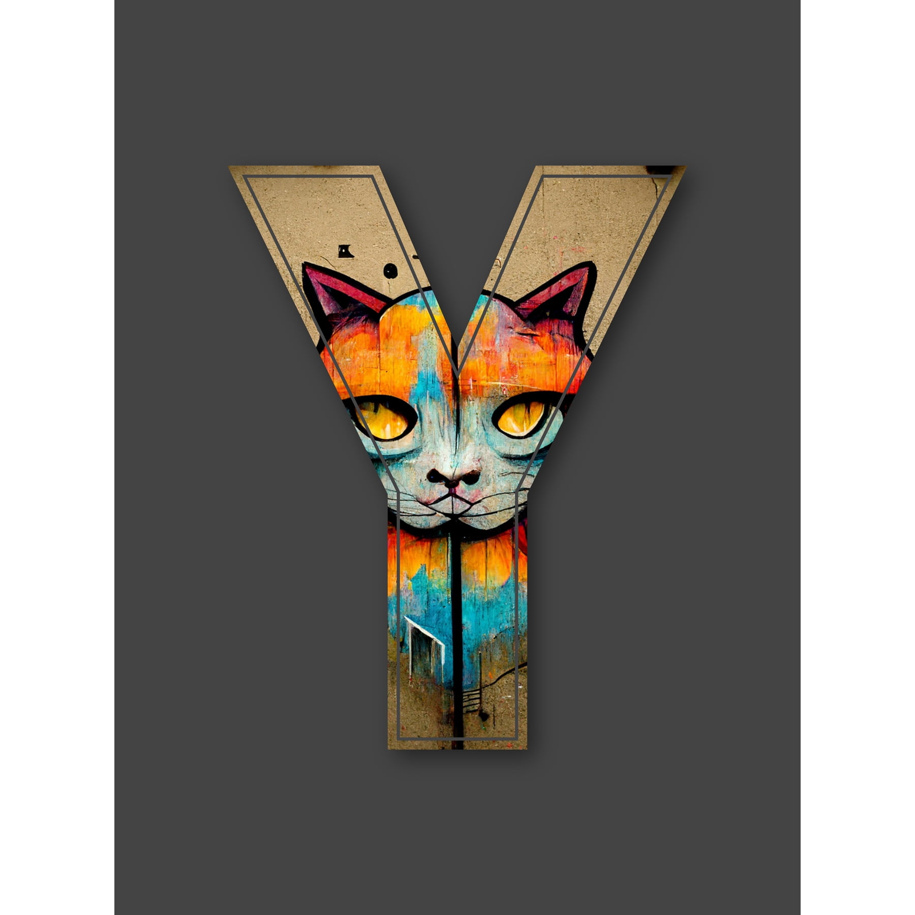 Letter Y Cat Face Multicoloured Decorative Graffiti Mural Alphabet Initial Stencil Extra Large XL Wall Art Poster Print - Walmart.com letter-y-cat-face-multicoloured-decorative-graffiti-mural-alphabet-initial-stencil-extra-large-xl-wall-art-poster-print-walmart-com